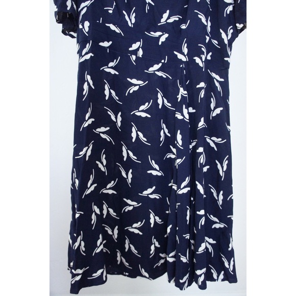 Maeve Anthropologie Fern Ruched Navy Print Dress - Picture 8 of 10